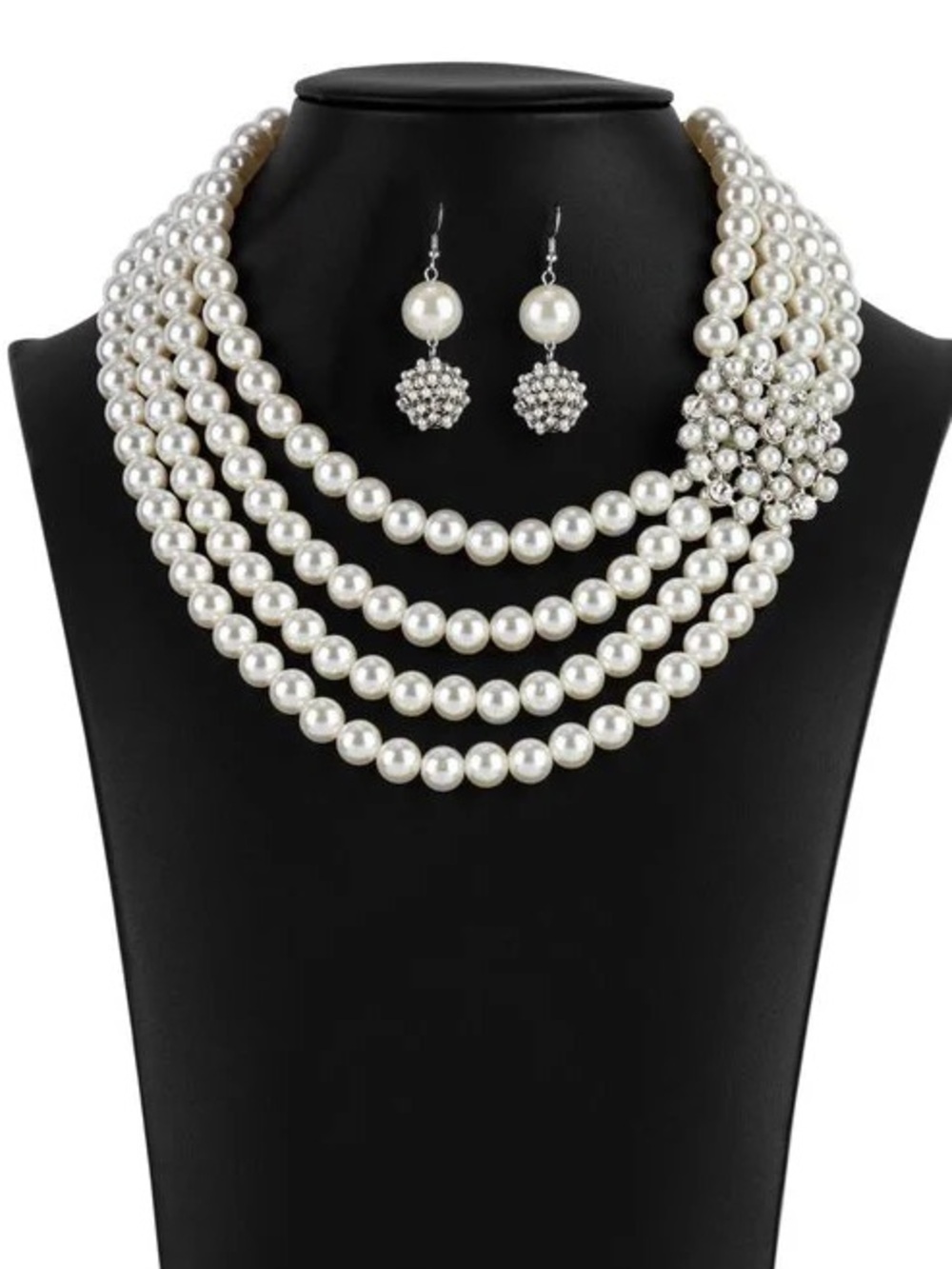 Romantic, Paparazzi Elegant Multi-Strand Zi Collection Necklace and Earrings set
